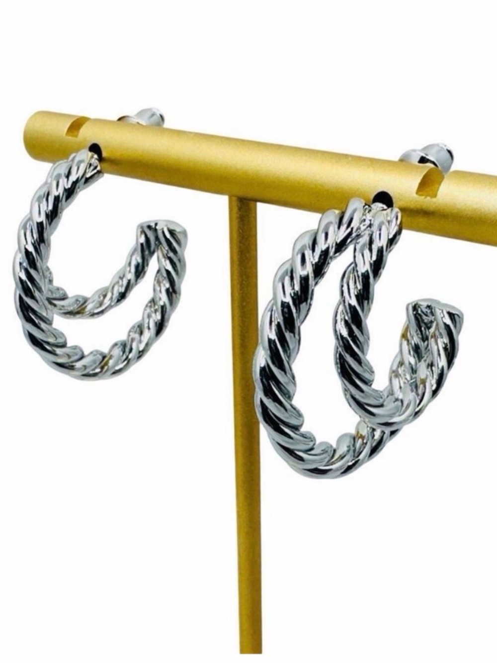 Rachel Zoe Curateur x Rendor Victoria White Gold-Plated Double Hoop Earrings